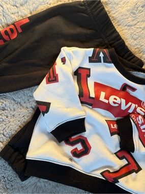 Levi's Kids White Sweatshirt with Red & Black Logo Graphics
